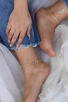 Gold Plated Crystal Anklets (Set of 2)