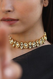 Gold Plated Kundan Polki Choker Necklace