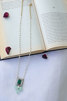 Gold Plated Green Stone Necklace