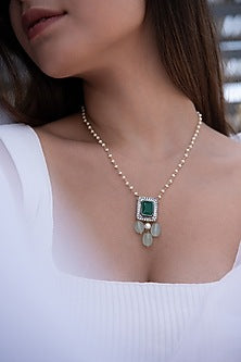 Gold Plated Green Stone Necklace
