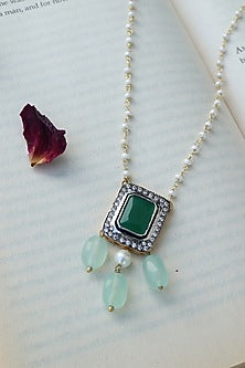 Gold Plated Green Stone Necklace