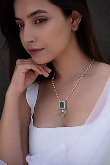 Gold Plated Green Stone Necklace