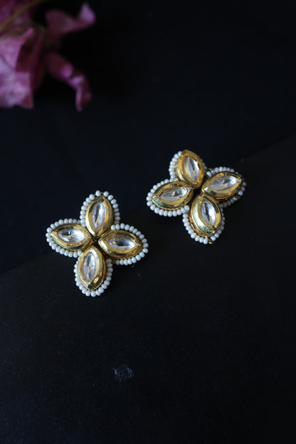 Gold Plated Kundan Stud Earrings
