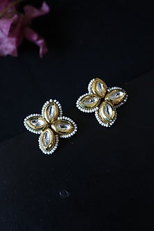 Gold Plated Kundan Stud Earrings