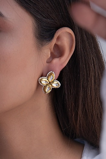 Gold Plated Kundan Stud Earrings