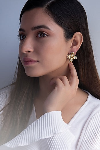 Gold Plated Kundan Stud Earrings