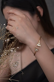 Gold Plated Kundan Polki Bracelet