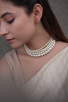 Gold Plated Pearl Choker Necklace