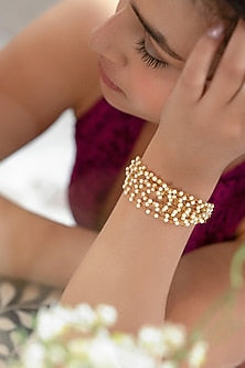 Gold Plated Pearl Adjustable Bracelet