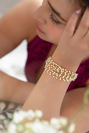 Gold Plated Pearl Adjustable Bracelet