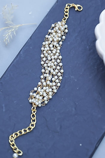 Gold Plated Pearl Adjustable Bracelet