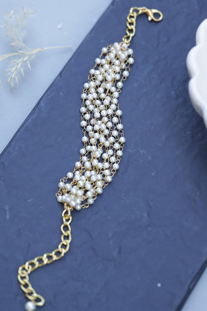 Gold Plated Pearl Adjustable Bracelet