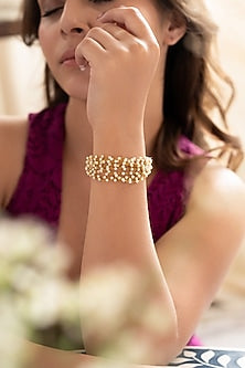 Gold Plated Pearl Adjustable Bracelet