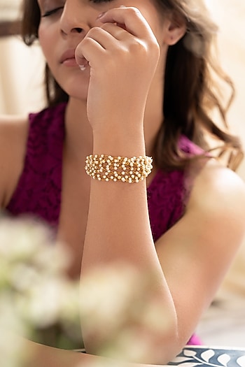 Gold Plated Pearl Adjustable Bracelet