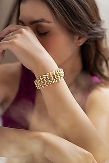 Gold Plated Pearl Adjustable Bracelet