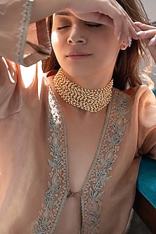 Gold Plated Pearl Choker Necklace