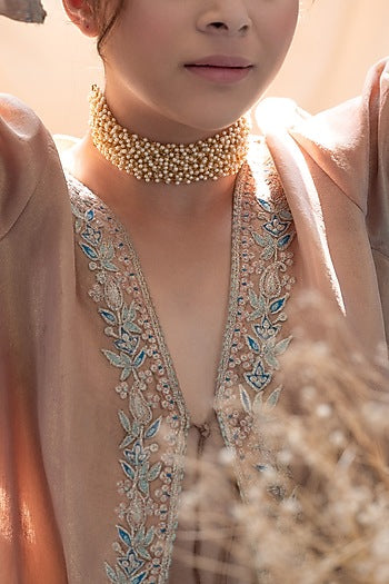 Gold Plated Pearl Choker Necklace