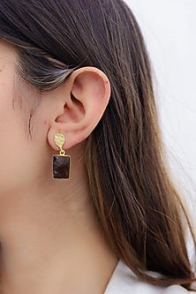 Gold Plated Black Onyx Dangler Earrings