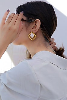 Gold Plated Baroque Pearl Stud Earrings
