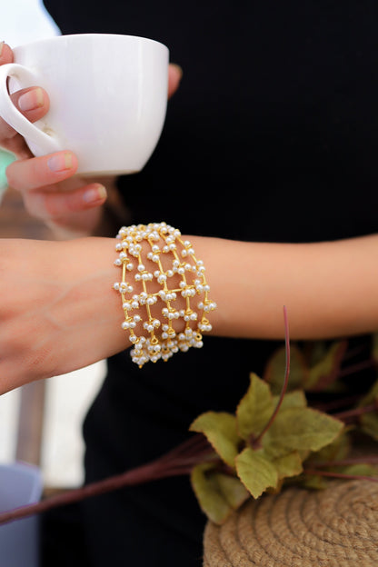 Gold Finish Pearl Bracelet