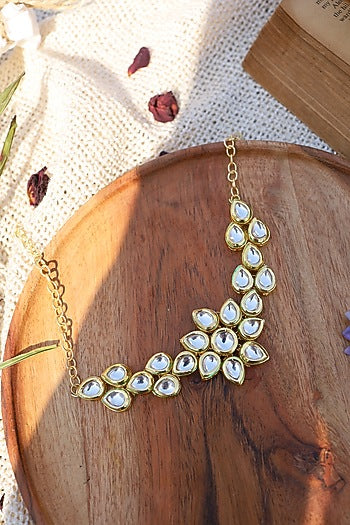 Gold Finish Kundan Polki Choker Necklace