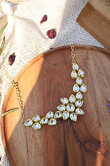 Gold Finish Kundan Polki Choker Necklace