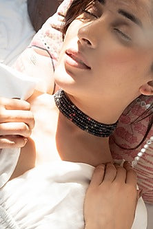 Gold Plated Grey Onyx Choker Necklace