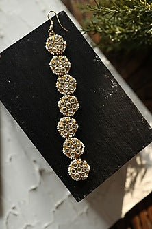 Gold Plated Floral Kundan Polki & Seed Pearl Maagntikka