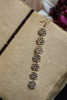 Gold Plated Floral Kundan Polki & Seed Pearl Maagntikka