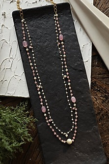 Gold Plated Pearl & Rose Quartz Necklace