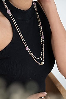 Gold Plated Pearl & Rose Quartz Necklace