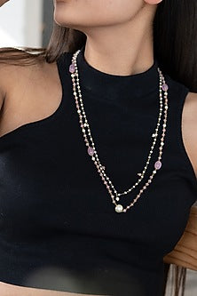 Gold Plated Pearl & Rose Quartz Necklace