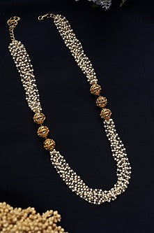 Gold Plated Pearl & Golden Ball Necklace