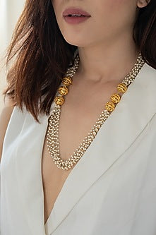 Gold Plated Pearl & Golden Ball Necklace