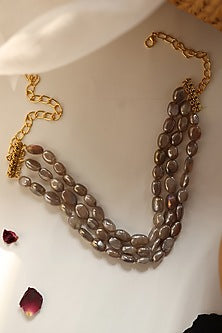 Gold Plated Grey Moon Stone Choker Necklace