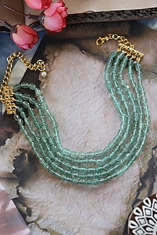 Gold Plated Mint Green Fluorite Stone Choker Necklace