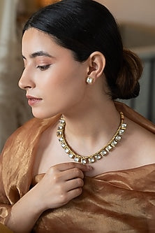 Gold Plated Kundan Polki Necklace Set
