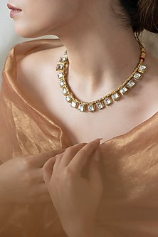 Gold Plated Kundan Polki Necklace Set
