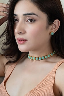 Gold Plated Turquoise Stone Necklace Set