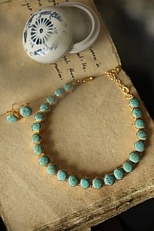 Gold Plated Turquoise Stone Necklace Set