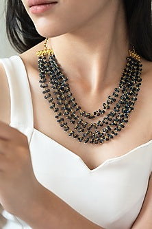 Gold Plated Blue Onyx Layered Necklace