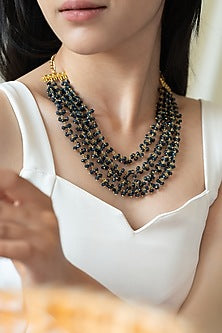 Gold Plated Blue Onyx Layered Necklace