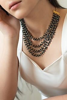 Gold Plated Blue Onyx Layered Necklace