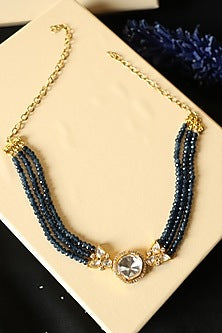 Gold Plated Blue Onyx & Cubic Zirconia Necklace