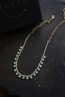 Gold Plated Kundan Polki & Mint Pearl Necklace