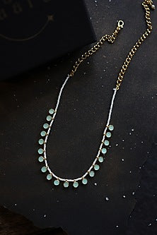 Gold Plated Kundan Polki & Mint Pearl Necklace