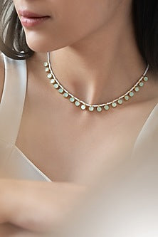 Gold Plated Kundan Polki & Mint Pearl Necklace