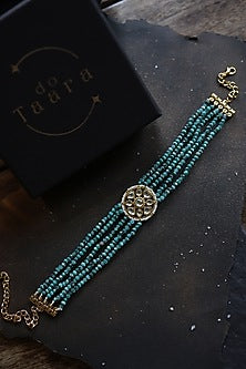 Gold Plated Kundan Polki & Turquoise Onyx Necklace