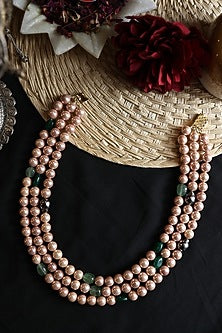 Gold Plated Pink & Grey Pearl Necklace