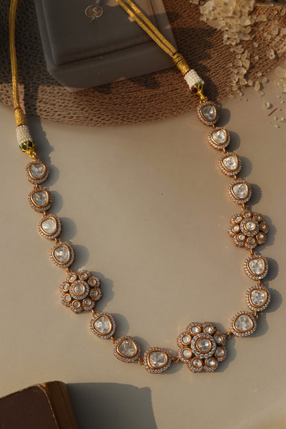 Gold Plated Kundan Polki & Cubic Zirconia Necklace